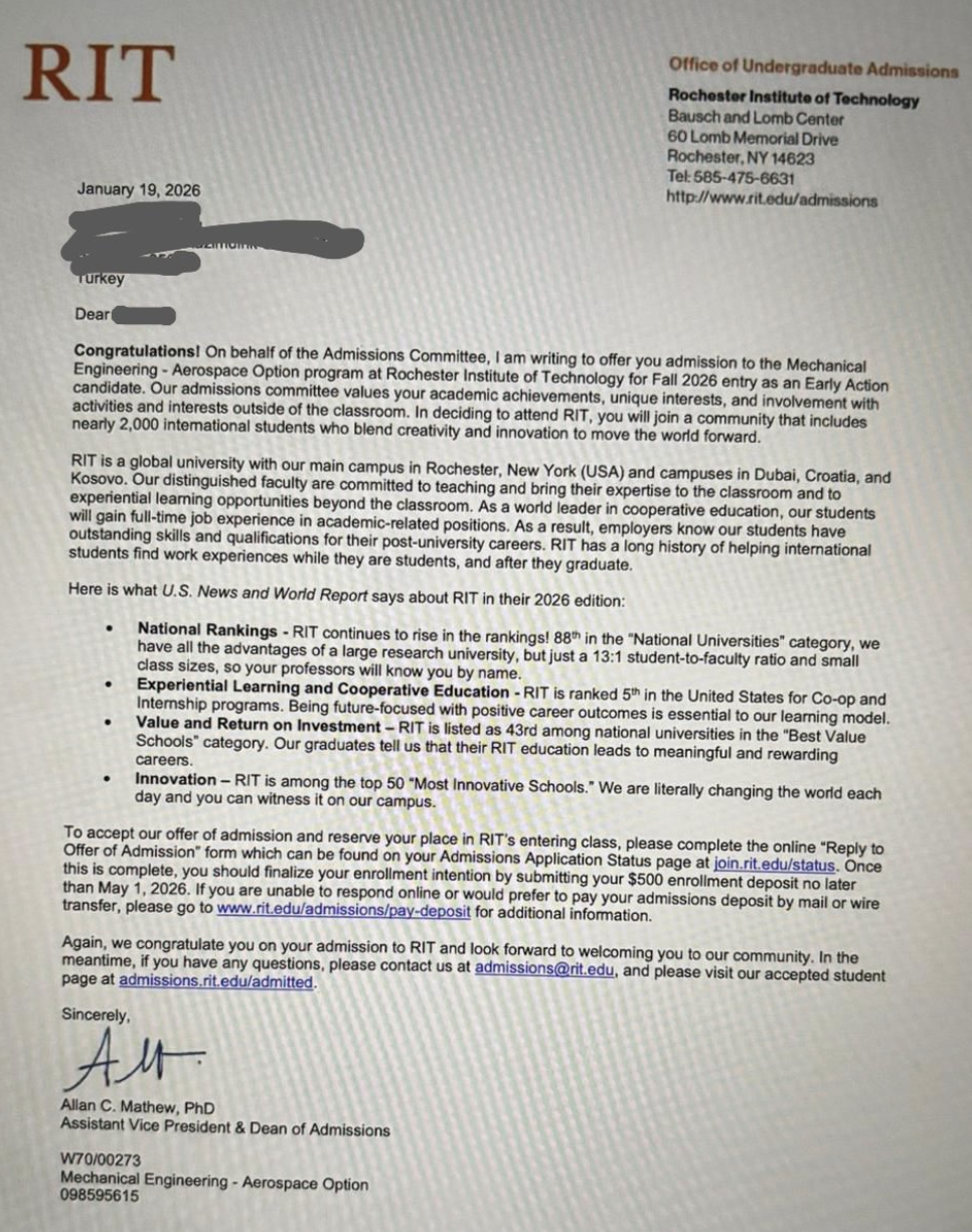 University acceptance result 06