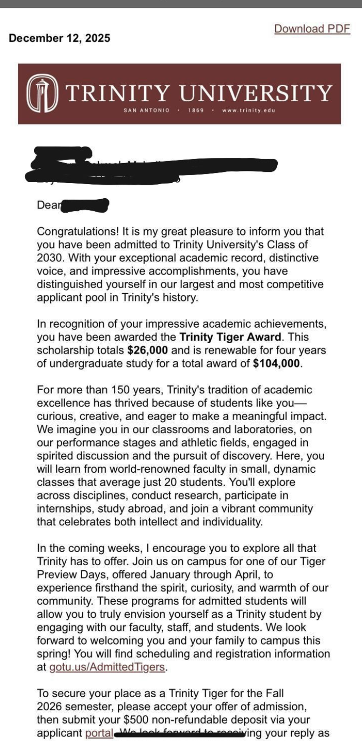 University acceptance result 09